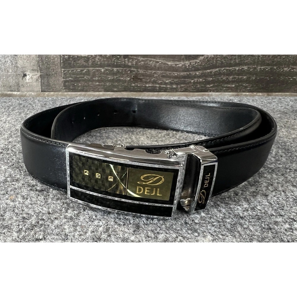 Marwell Black Leather Belt Automatic Buckle Adjustable Belt Size 44